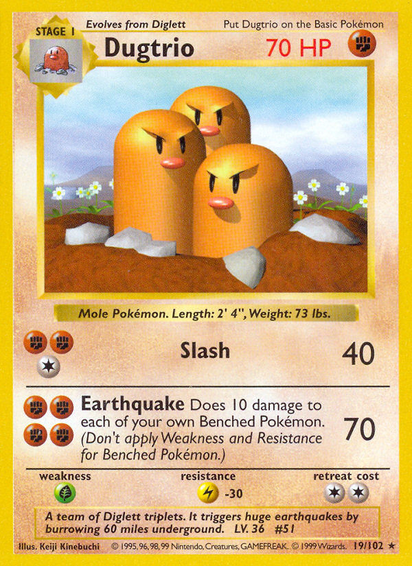 Dugtrio Shadowless 19/102