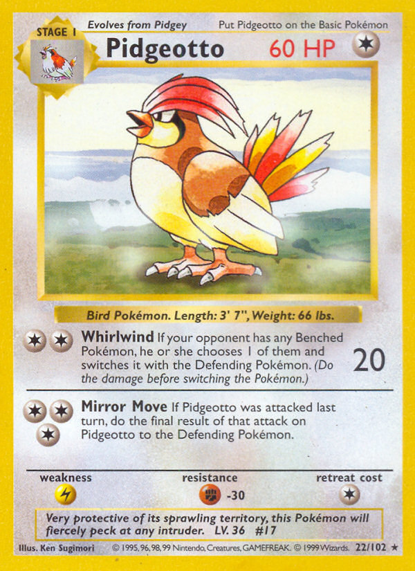 Pidgeotto Shadowless 22/102