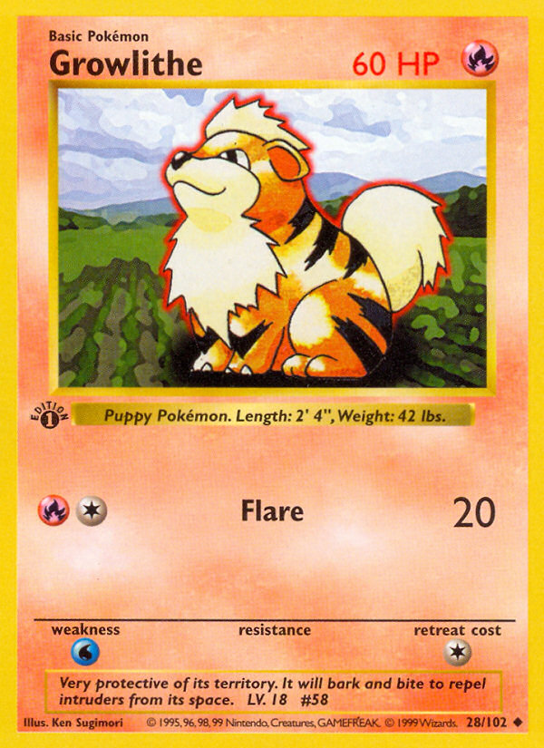 Growlithe 1st ed. 28/102