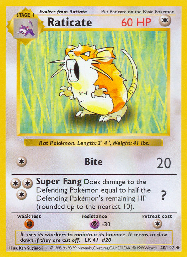 Raticate Shadowless 40/102