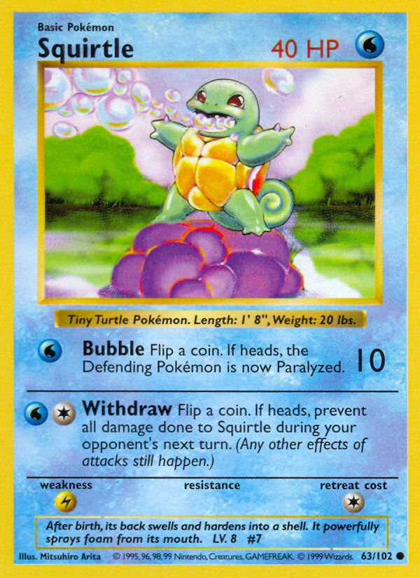 Squirtle Shadowless 63/102