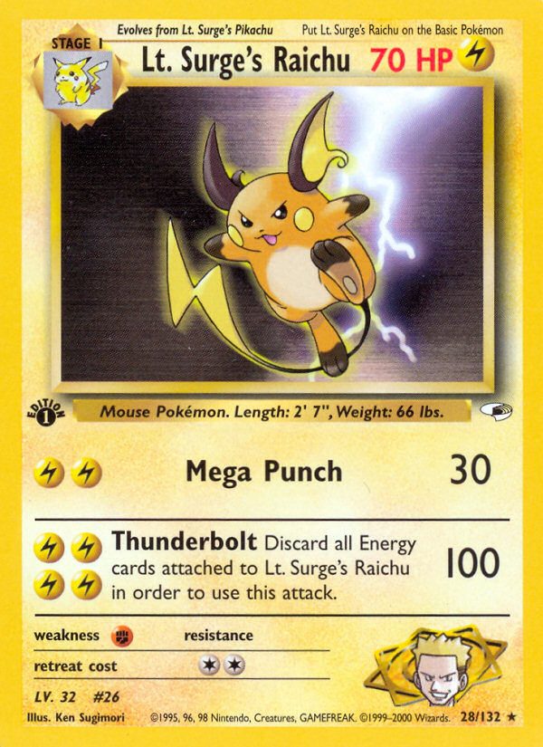 Lt. Surge's Raichu 1st ed. 28/132