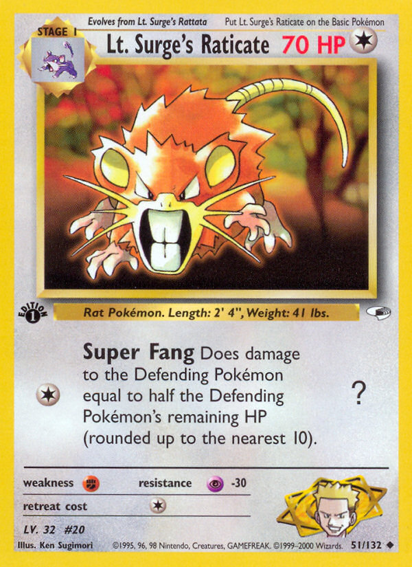 Lt. Surge's Raticate 1st ed. 51/132