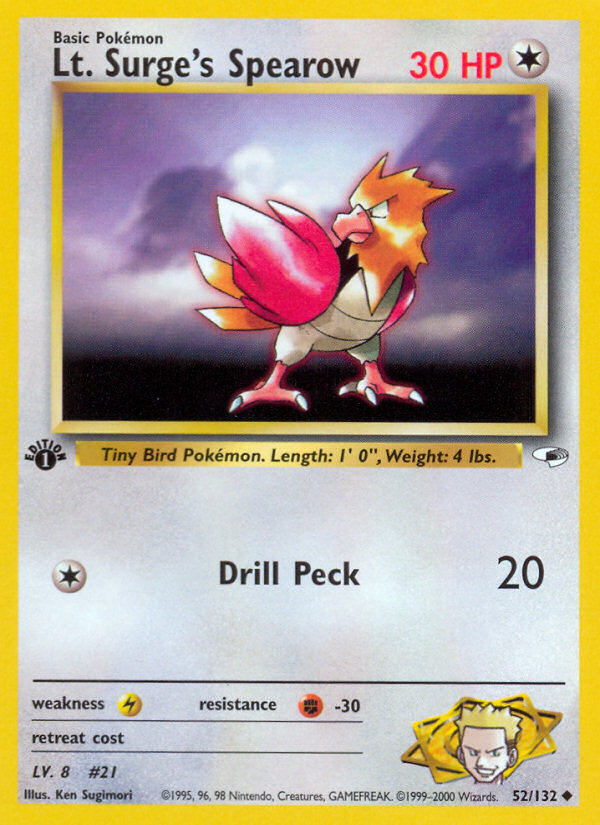 Lt. Surge's Spearow 1st ed. 52/132