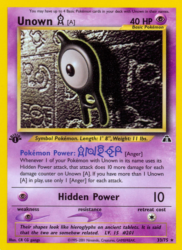 Unown A 1st ed. 33/75