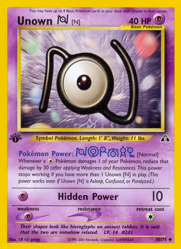 Unown N 1st ed. 50/75