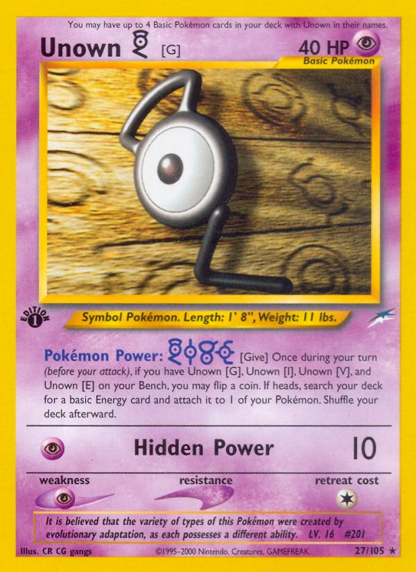 Unown G 1st ed. 27/105