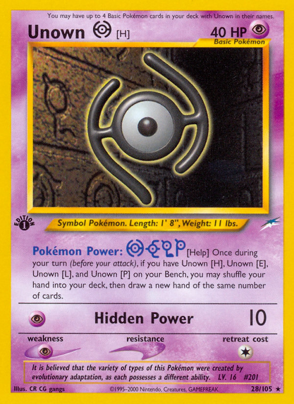Unown H 1st ed. 28/105