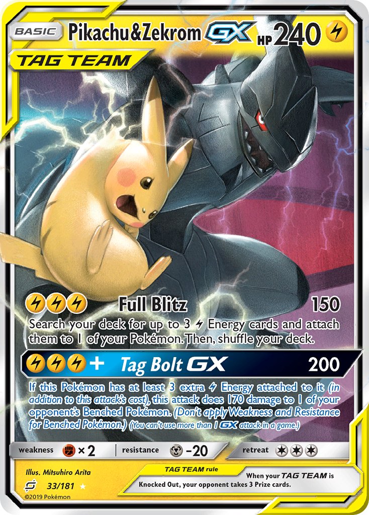 Pikachu & ZekromTag Team GX 33/181