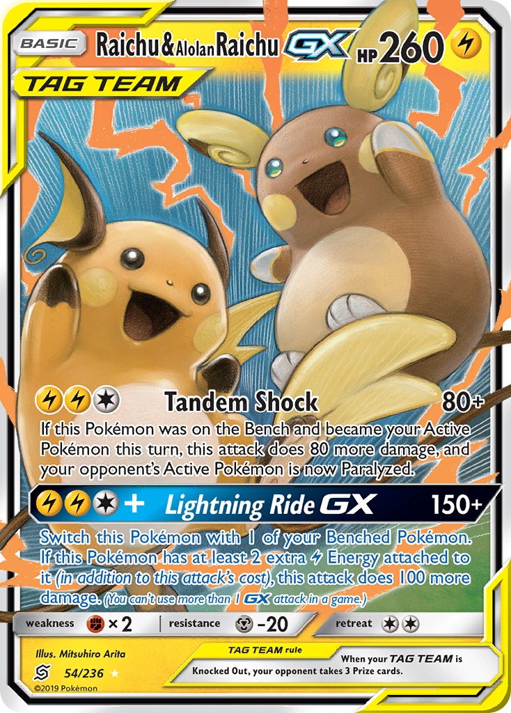 Raichu & Alolan RaichuTag Team GX 54/236