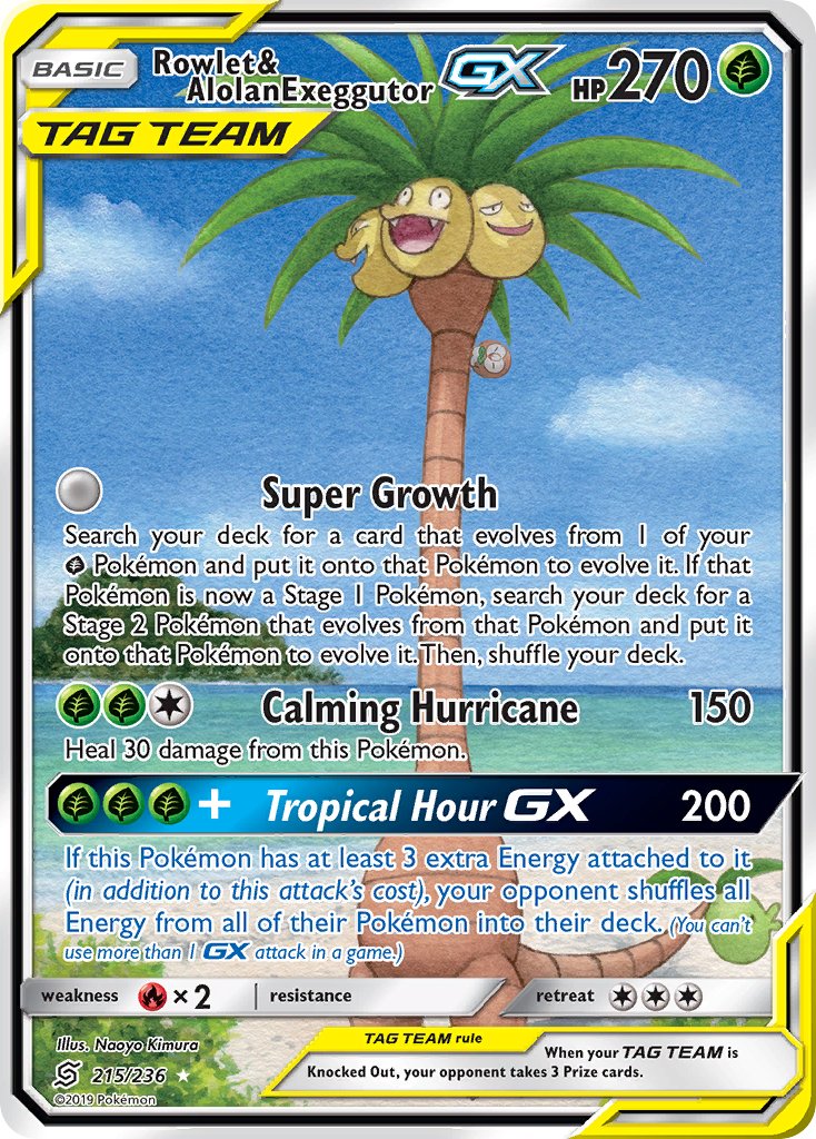 Rowlet & Alolan ExeggutorTag Team GX 215/236