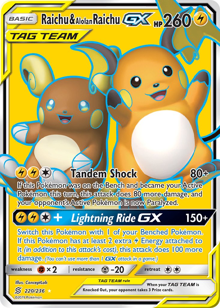 Raichu & Alolan RaichuTag Team GX 220/236