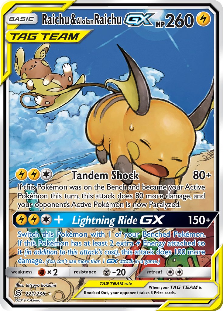 Raichu & Alolan RaichuTag Team GX 221/236