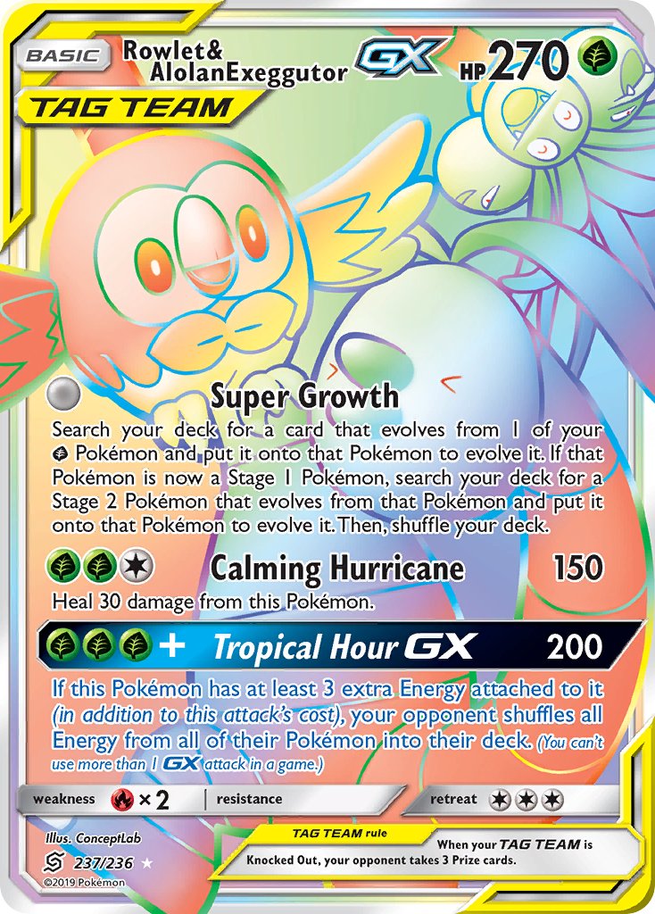 Rowlet & Alolan ExeggutorTag Team GX 237/236