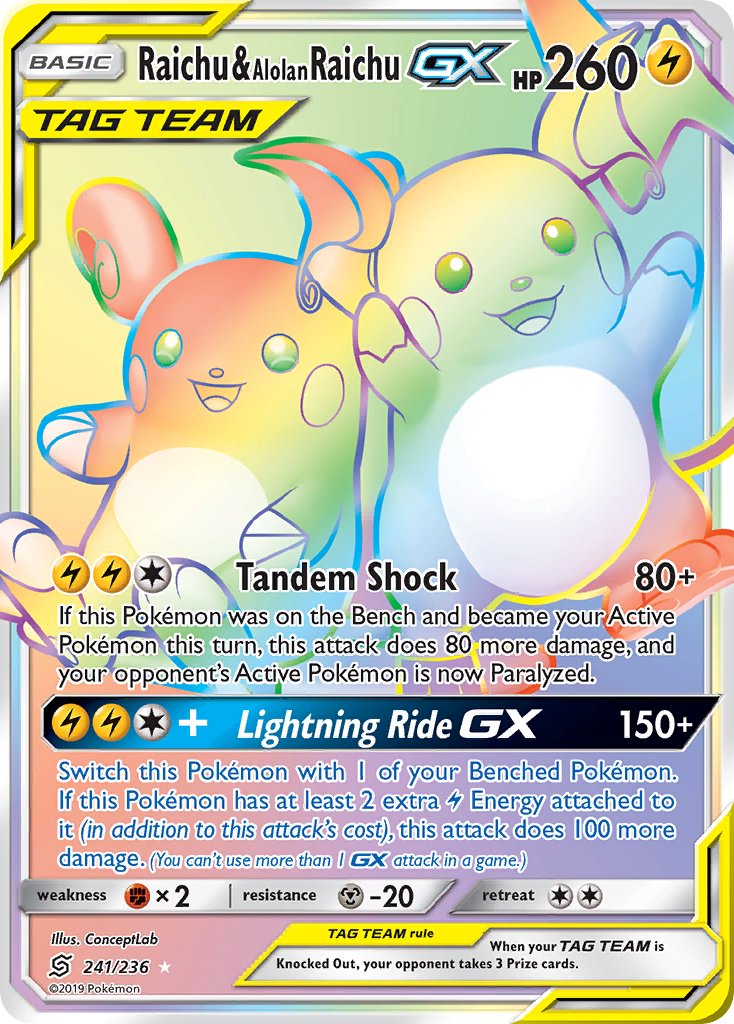 Raichu & Alolan RaichuTag Team GX 241/236