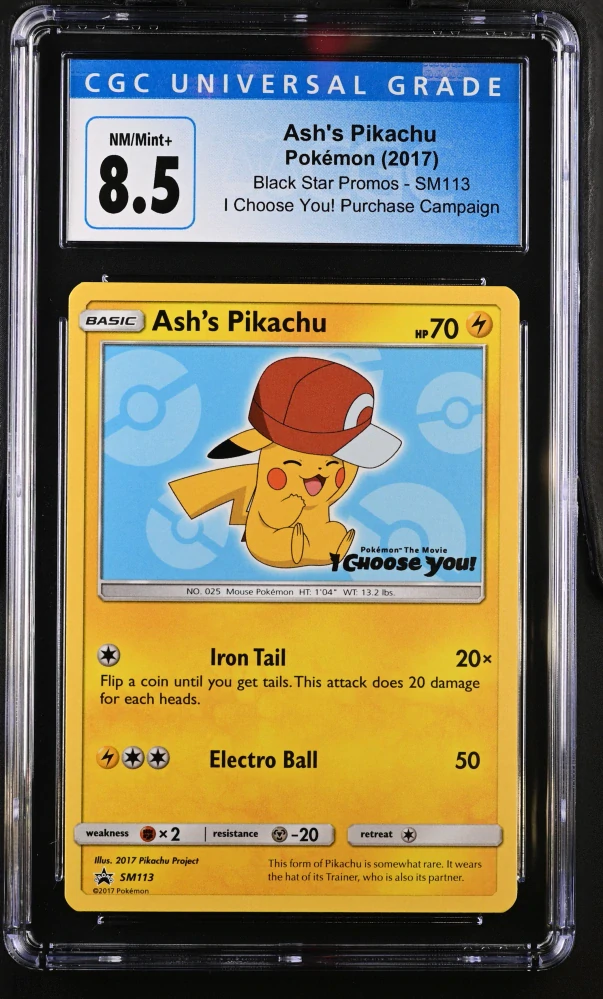 CGC 8,5 Ash´s Pikachu SM113