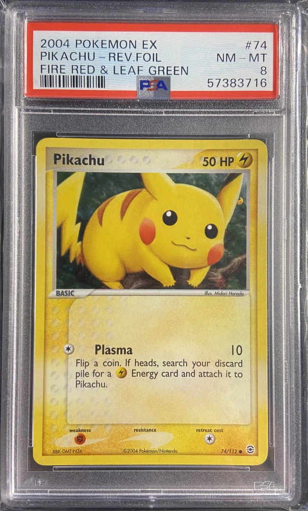 PSA 8 Reverse holo Pikachu 74/112