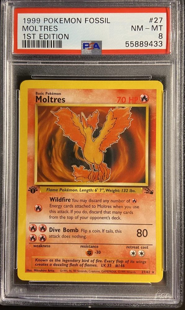 PSA 8 1st edition Moltres 27/62