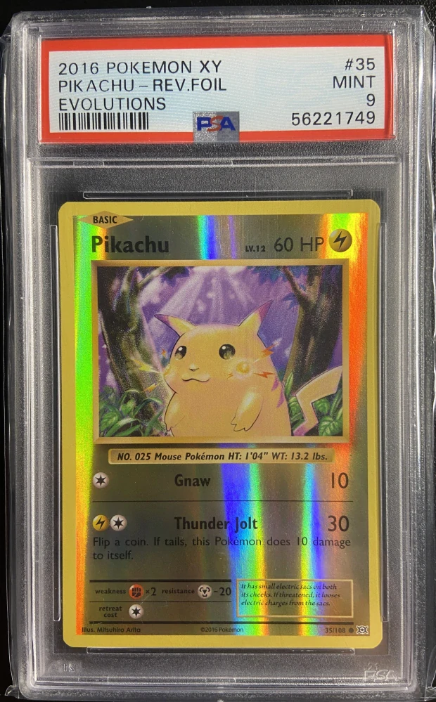PSA 9 Reverse holo Pikachu 35/108