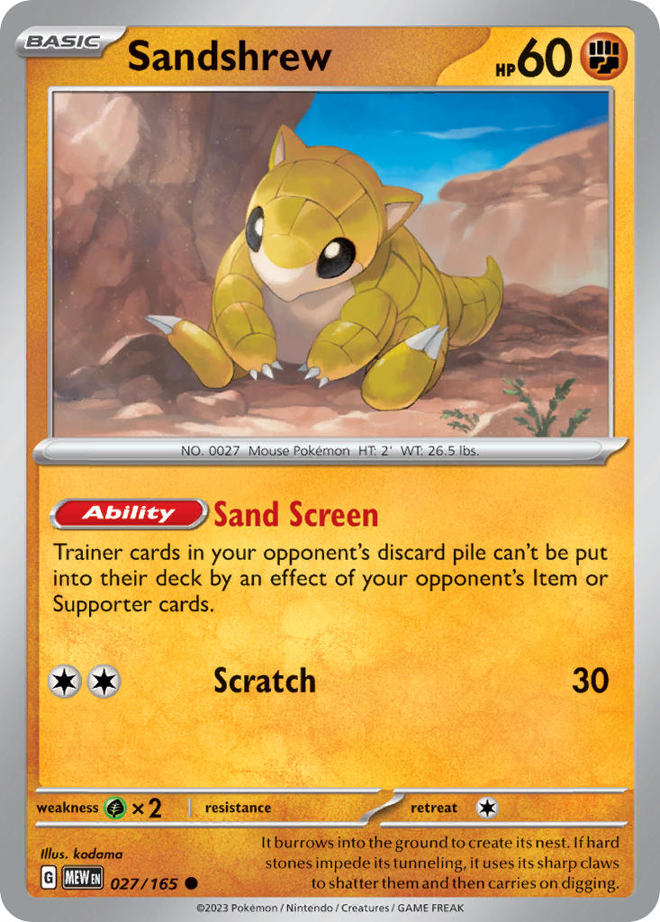 Sandshrew 027/165 Reverse holo