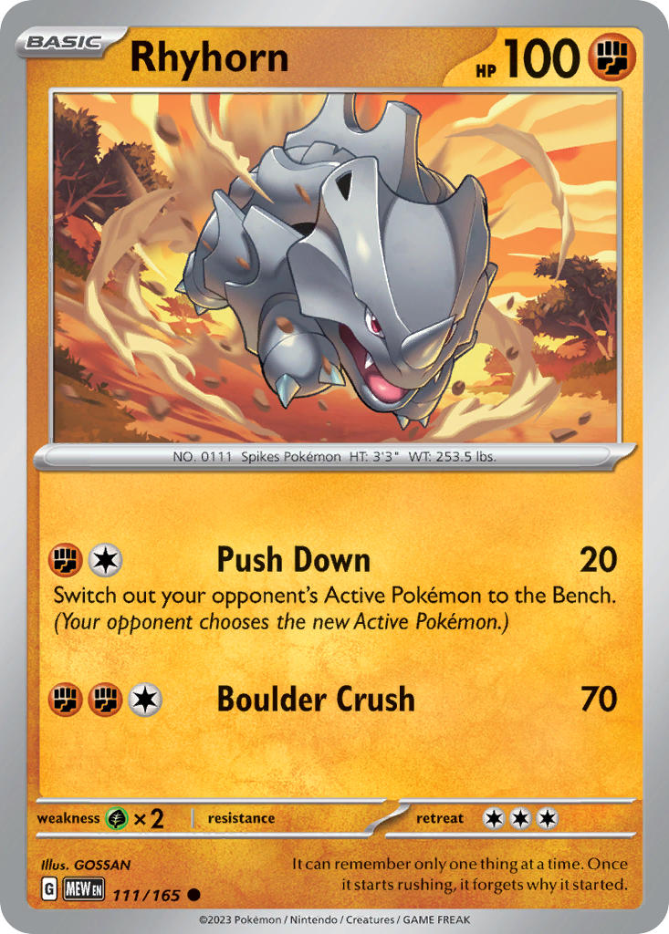 Rhyhorn 111/165 Reverse holo