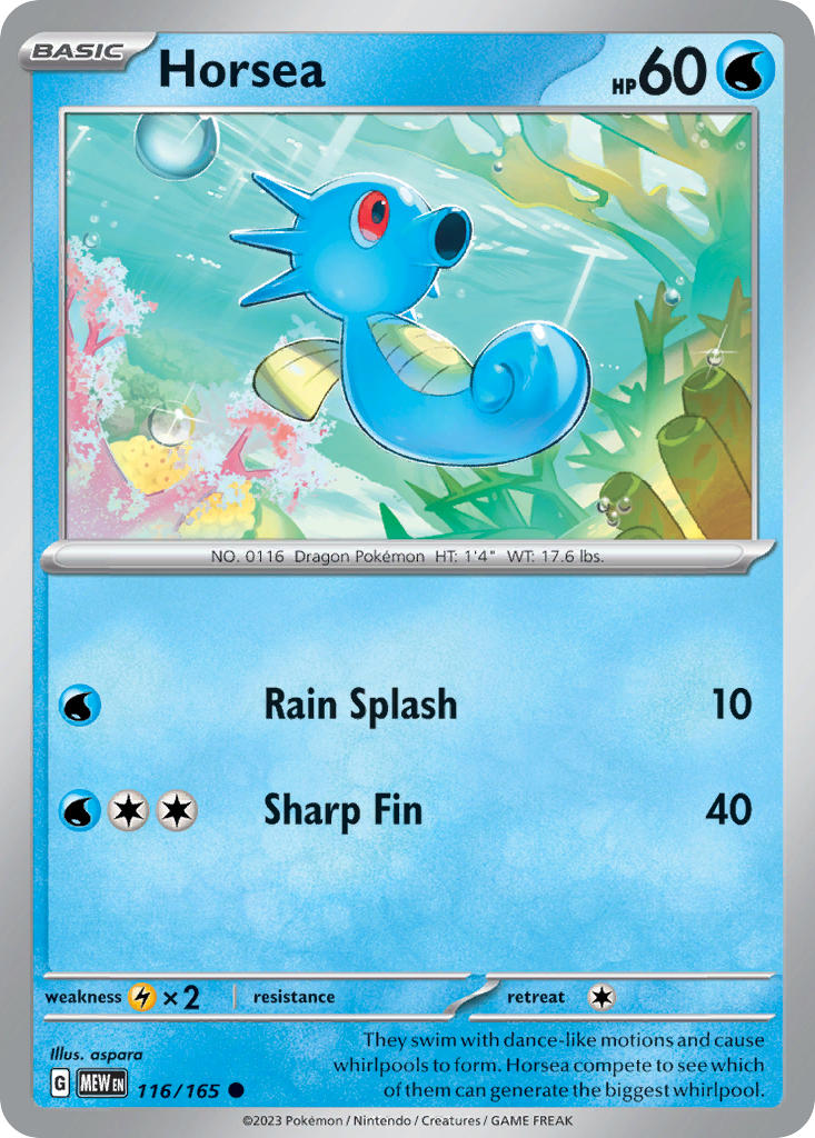 Horsea 116/165 Reverse holo