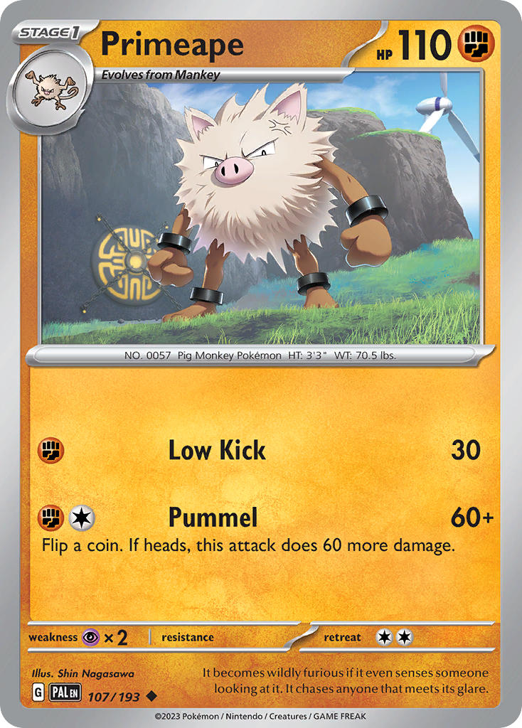 Primeape 107/193 Reverse holo